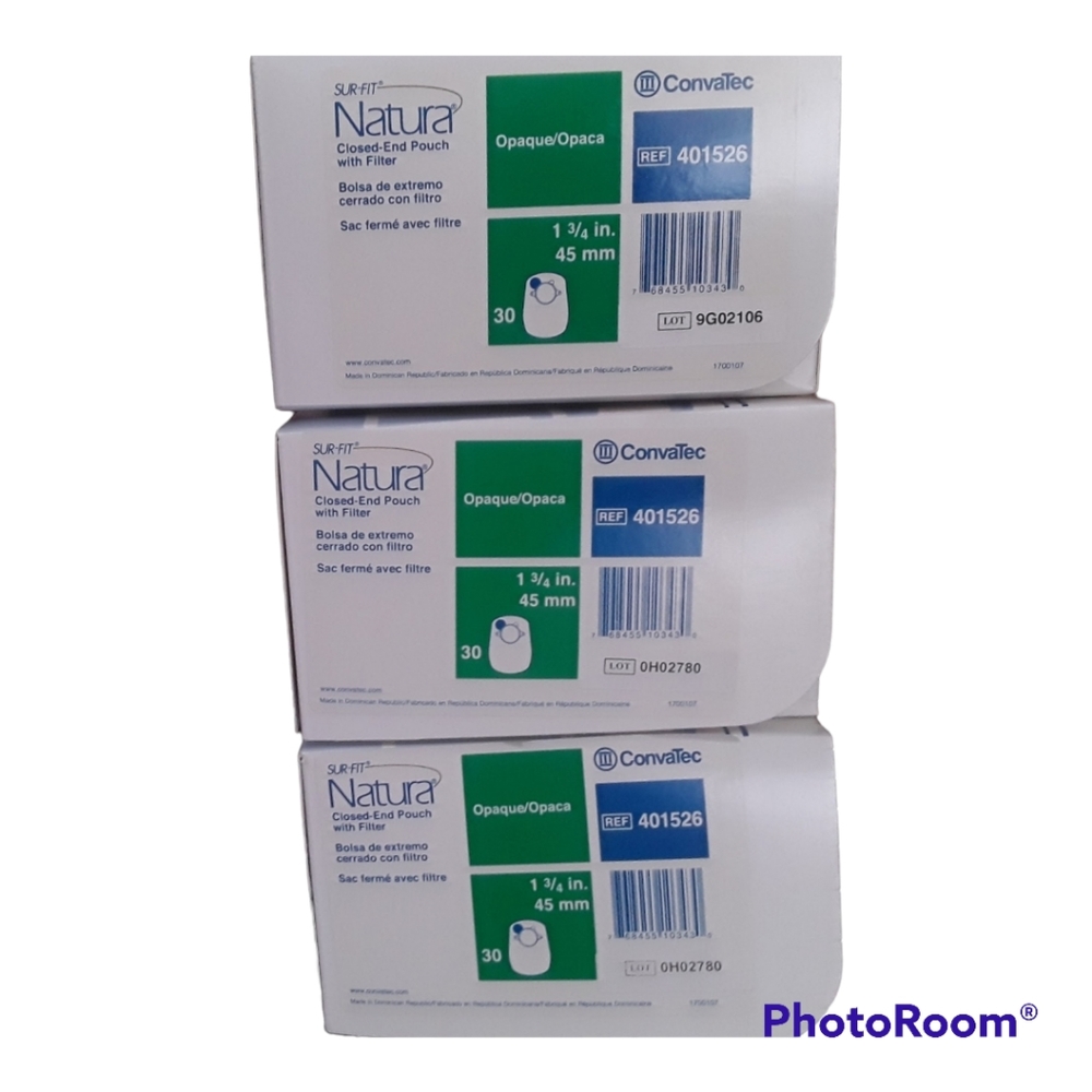COPY - ConvaTec 401526 3 Boxes Natura SUR-FIT Closed-End Pouch Ostomy  1 3/4"